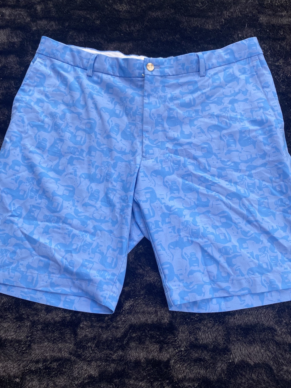 Peter Millar Blue Patterned Athletic Shorts